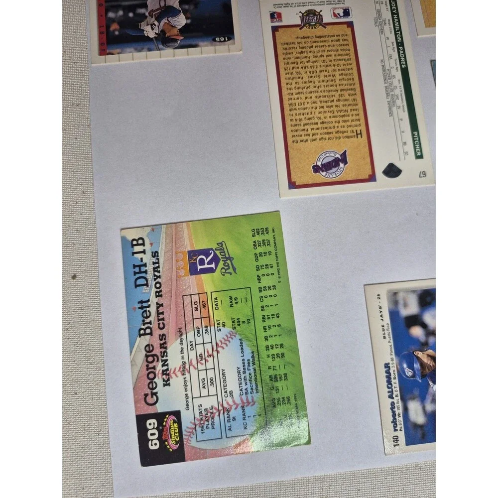 MLB Star Card Lot George Brett Roberto Alomar Ryan Klesko Joey Hamilton 6 Cards